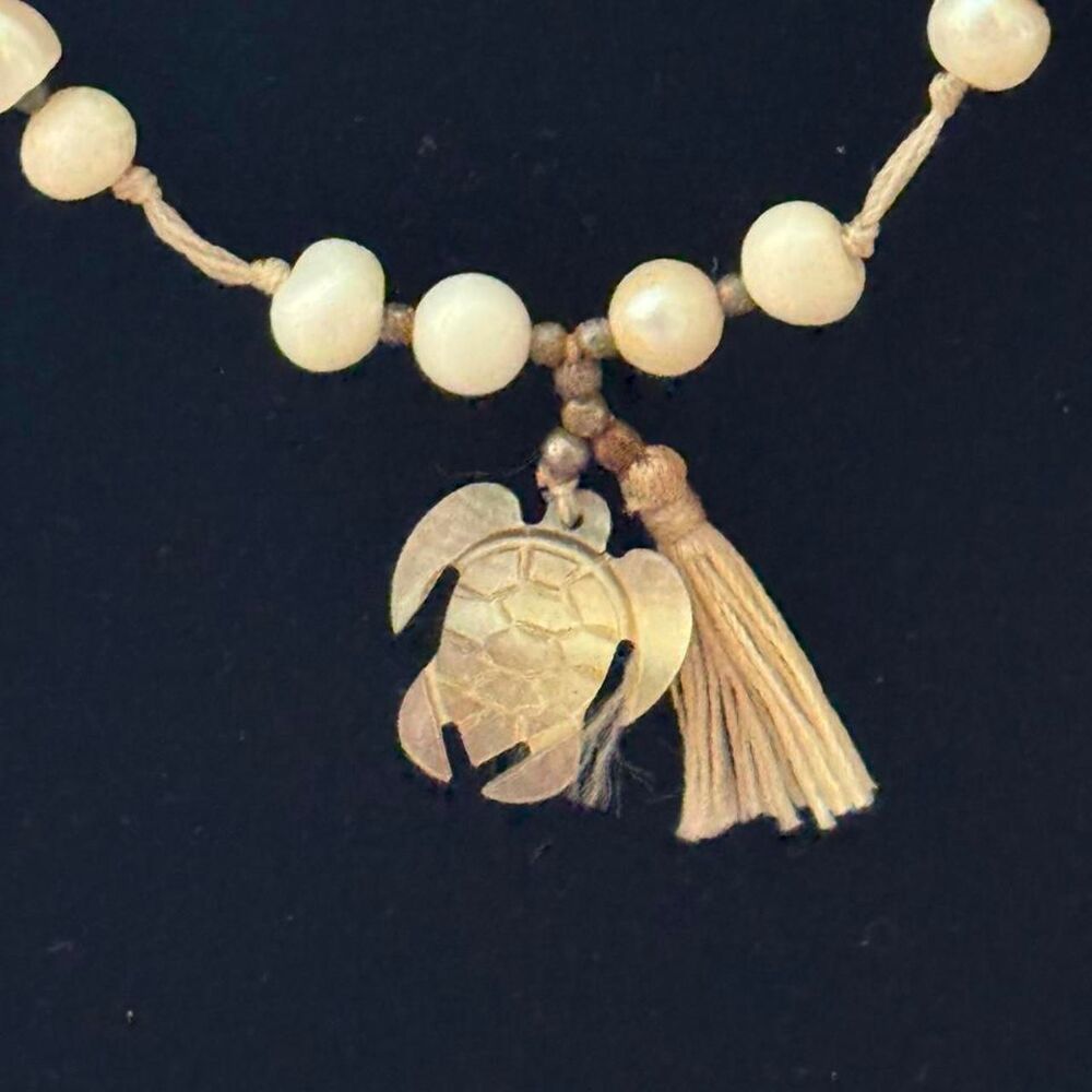 Genuine Fresh water Pearls and Carved Mother of Pearl necklace